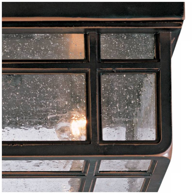 Kathy Ireland Sierra Craftsman Rustic Flush Mount Outdoor Ceiling Light Rubbed Bronze 5 1/2" Frosted Seeded Glass for Post Exterior Barn Deck House, 3 of 9