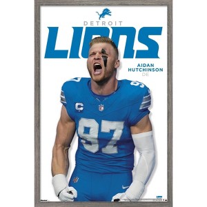 Trends International NFL Detroit Lions - Aidan Hutchinson Feature Series 25 Framed Wall Poster Prints - 1 of 4