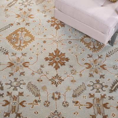 Handmade Light Grey and Cream Wool 4' x 6' Tufted Area Rug