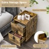 Tangkula Set of 2 Nightstand w/ Charging Station Home Bedside Sofa Side Tables w/ 2 Drawers - 3 of 4