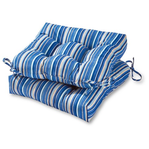 Blue and white striped patio outlet cushions