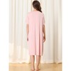 cheibear Women's Nightgown Button Down Short Sleeve Soft Modal Loose Pajama Sleepshirt - 3 of 4