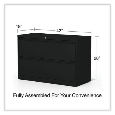 Black Steel 2-Drawer Lockable Lateral File Cabinet