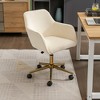 Modern Velvet Swivel Desk Chair, Height Adjustable 360 Degree Swivel Office Chair With Metal Legs, Upholstered Makeup Vanity Armchair With Back - 2 of 4