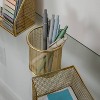 Martha Stewart 6pc Metal Mesh Piece Set Gold: Office Desk Organization & Accessories, Drawer Organizers - 2 of 4