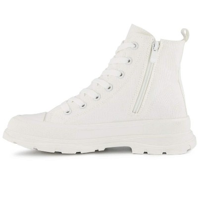 Женские кроссовки Andrea Canvas Sneaker Booties With Side Zipper 63898, White, 8 — фото 3