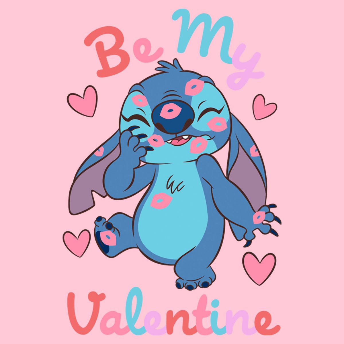 Girls Lilo & Stitch Be My Valentine Kisses Stitch T Shirt - thumbnail 2