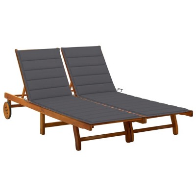 vidaXL Sun Lounger Anthracite Solid acacia wood, fabric (100% polyester)