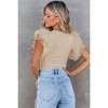 Amaryllis Women's Ribbed Knit Top Ruffled Tulle Sleeve Elegant Statement Blouse for Chic Casual - 3 of 4