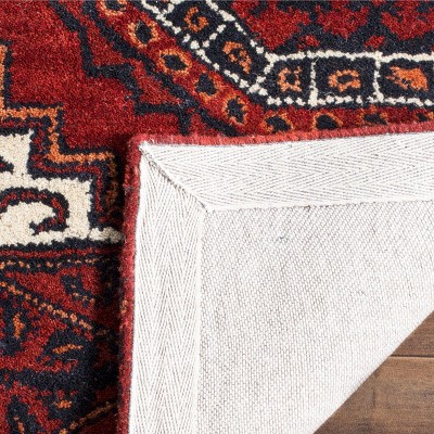 Handmade Tufted Red Wool Square Area Rug - 7' x 7'