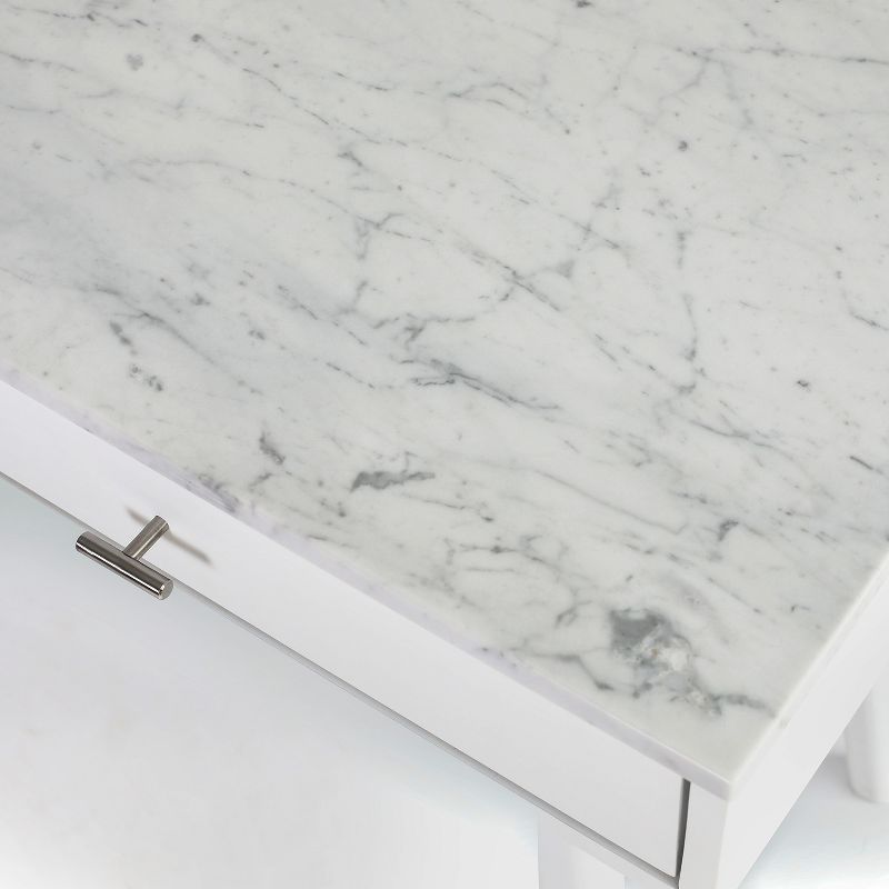 The Bianco Collection Viola 44" Rectangular Italian Carrara White Marble Writing Desk, 4 of 8