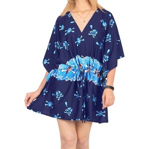 HAPPY BAY Womens Halloween Caribbean Pirates Bikini Dress Bathing Suit Swimwear Dress Coverups Pirates Coverup for women 3X-4X Blue Skull - 1 of 4