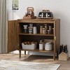 TIRAMISUBEST Sideboard Buffet Cabinet With Storage,Walnut Wood Buffet Cabinet with Line Groove Design - 4 of 4
