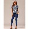 INSPIRE CHIC Women's Ruffled Short Sleeve Floral Mock Neck Summer Top - 2 of 4