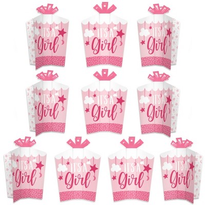 Big Dot of Happiness It's a Girl - Table Decorations - Pink Baby Shower Fold and Flare Centerpieces - 10 Count