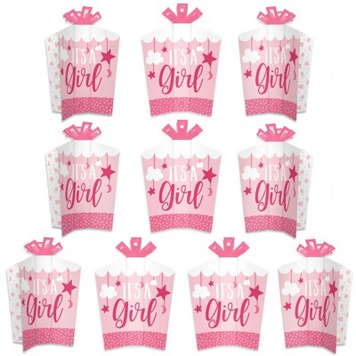 Big Dot of Happiness It's a Girl - Table Decorations - Pink Baby Shower Fold and Flare Centerpieces - 10 Count