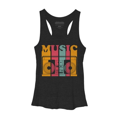 Women's Design By Humans Retro Music Boombox By worldtraveler Racerback Tank Top