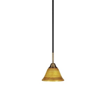 Toltec Lighting Paramount 1 - Light Pendant in  Matte Black/Brass with 7" Firré Saturn Shade