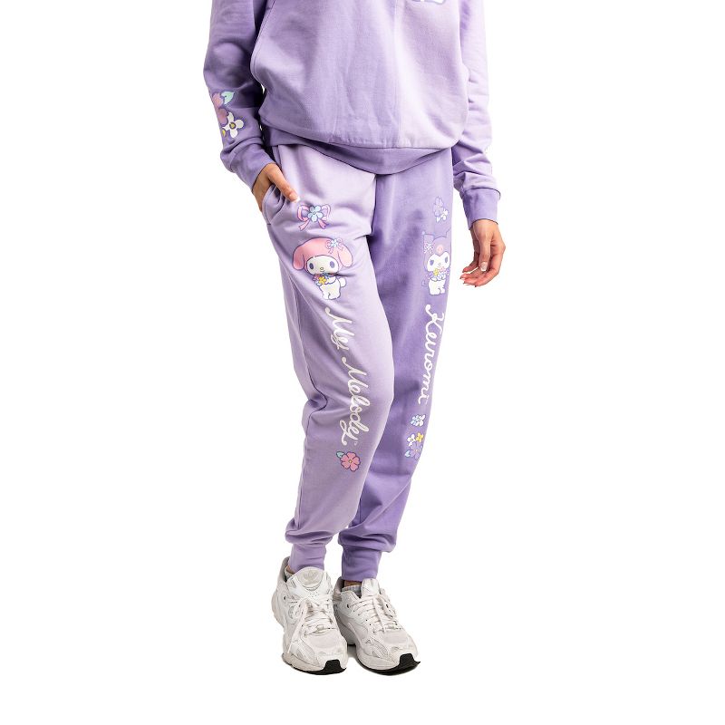 Hello Kitty & Friends My Melody and Kuromi Women's Lilac Hoodie and Joggers 2-Piece Set, 3 of 4