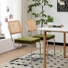 Angel Sar Rattan Dining Chairs Set of 2, Armless Green Kitchen Dining Chair with Velvet Cushion, Handwoven Rattan Back & Sturdy Metal Frame, Green - 2 of 4