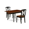 East West Furniture 3 Pc Kitchen Table set - Robust Two 9-Inch Drop Down Leaves Solid Wood Dinette Table & 2 Wooden Seat Dining Chairs,  White - 2 of 4