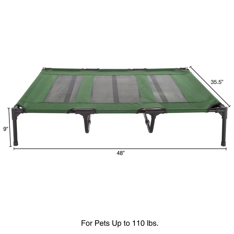 Pet Adobe Pet Portable Indoor/Outdoor Elevated Pet Bed - Raised Cot-Style Bed for Dogs & Cats - 48" x 35.5", Green, 2 of 8