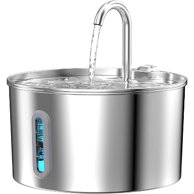 Stainless Steel Pet Water Fountain with 6 Filters Included, Automatic Water Dispenser Bowl with 3 Sponges
