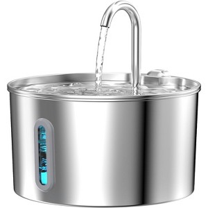 Stainless Steel Pet Water Fountain with 6 Filters Included, Automatic Water Dispenser Bowl with 3 Sponges - 1 of 4