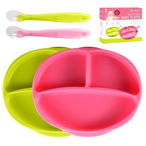 Baby Bowls With Suction - Heat-resistant 2 Piece Silicone Set With Spoon  For Babies Kids Toddlers - BPA Free Baby Led Weaning Food Plates - First  Stage Self Feeding Utensils, Purple