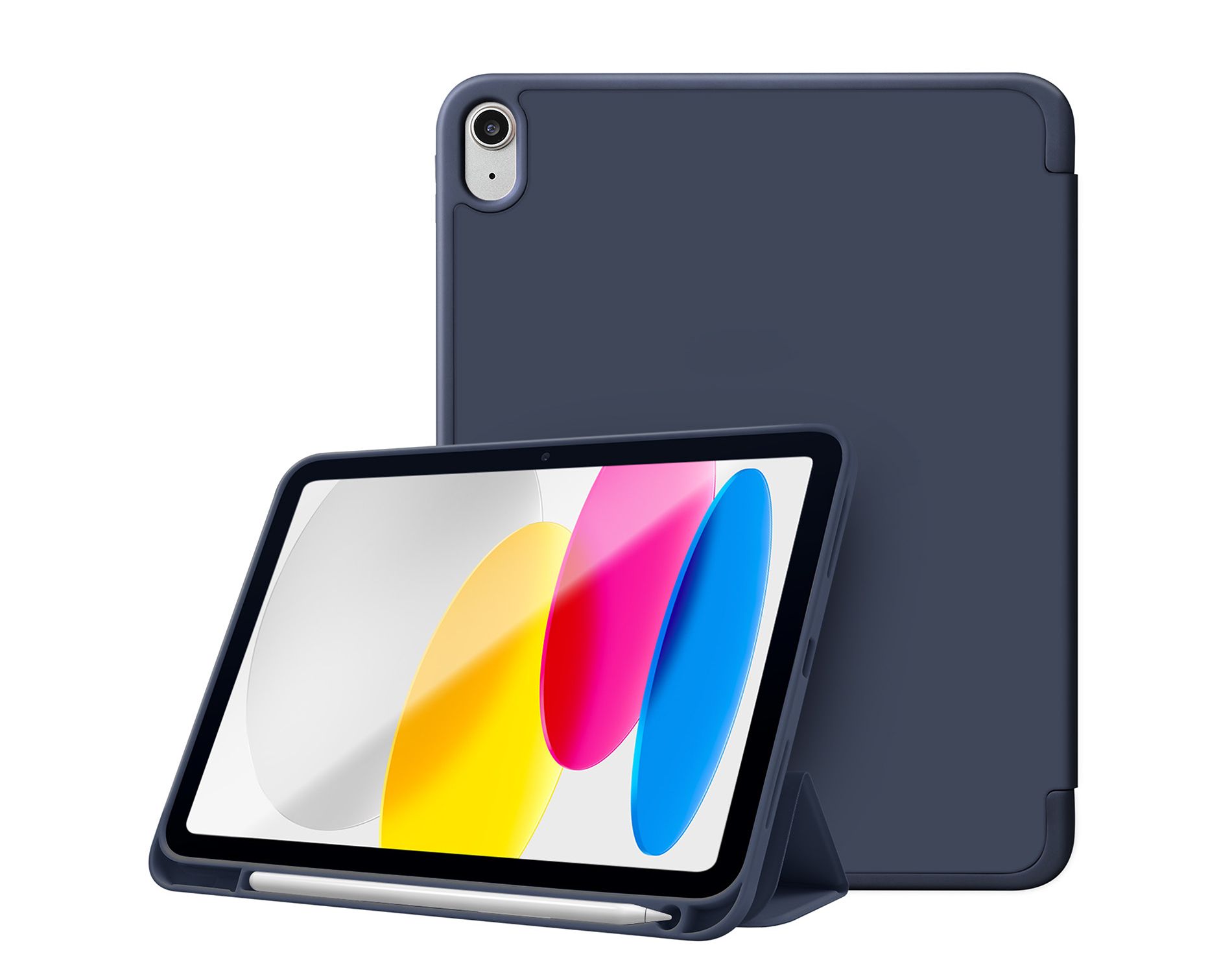 Vena For Apple iPad 10th Generation Case, iPad A16 Case Trifold Stand, iPad 11th Generation Case Pencil Holder, Slim Stand Protective Cover, Blue