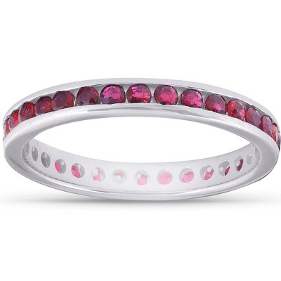 Pompeii3 1 1/10ct Ruby Channel Set Eternity Wedding Ring 14K White Gold