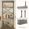 Tall Bookshelf with Doors - 74 In Industrial Storage Open Rack Shelf, Wood and Metal Bookcase, Farmhouse Style, Large Vintage Display Rack, Home - 3 of 4
