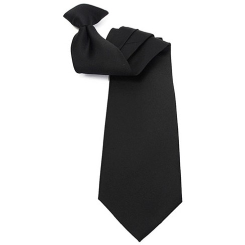 Thedappertie Men's Black Solid Color Pre-tied Clip On Neck Ties