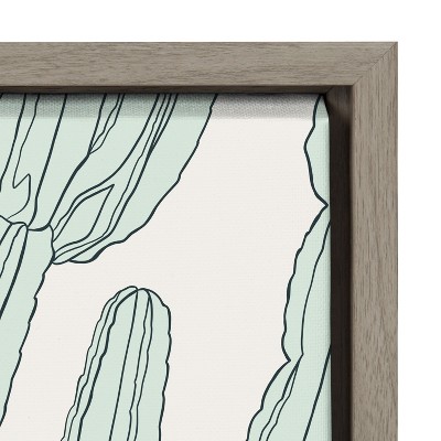 Cacti Garden 18x24 Gray Framed Canvas Wall Art