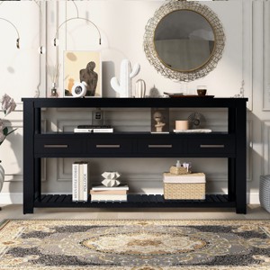 Modern Console Table, Sofa Table With 4 Drawers And 2 Shelves, Classic And Simple Design Entryway Table-Cuddlewood - 1 of 4