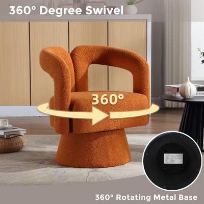 Ridstar Upholstered 360 Degree Swivel Accent Chair & Armchair For Office, Reading & Living Room-Orange