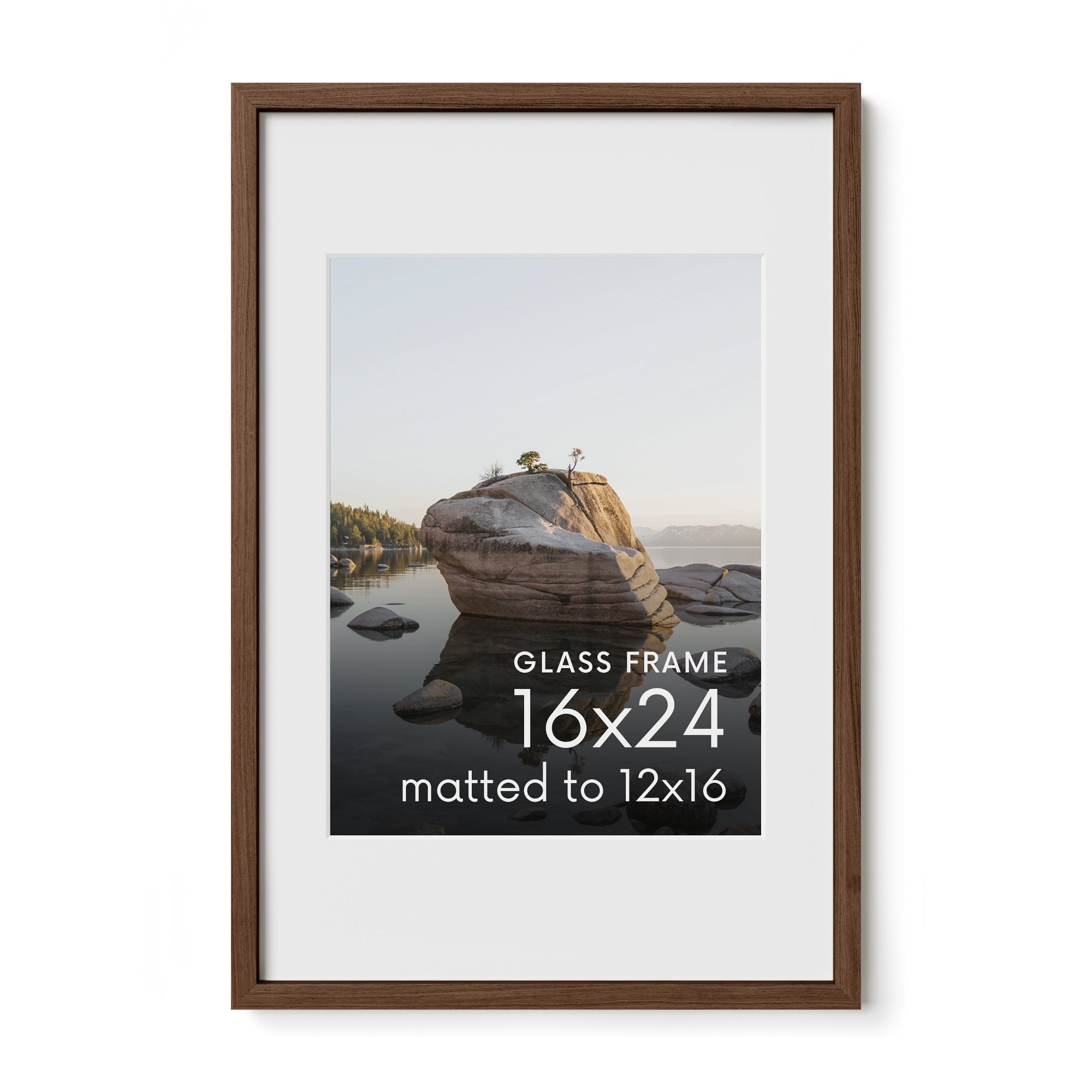 Haus and Hues Oak Picture Frame with Glass, Walnut, 16x24