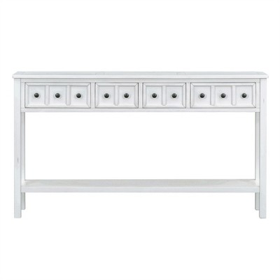 OUTSUPPLY Entryway Console Table with 4 Drawers & Shelf, Narrow Sofa Table for Hallway, Living Room, Easy Assembly