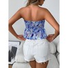 Womens Smocked Strapless Tank Tops Floral Tube Tops Backless Tunic Tops Sleeveless Shirts - 4 of 4