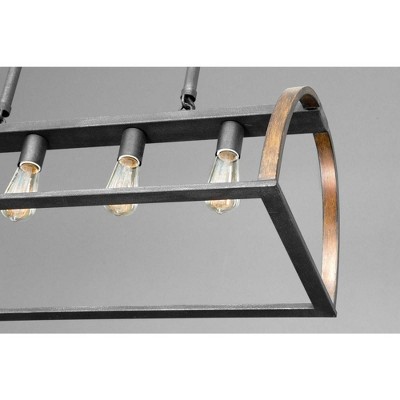 Gilded Iron 4-Light Geometric Cage Island Pendant