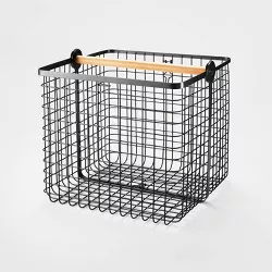 Large Black Wire with Natural Wood Handles 2-in-1 Milk Crate - Brightroom™