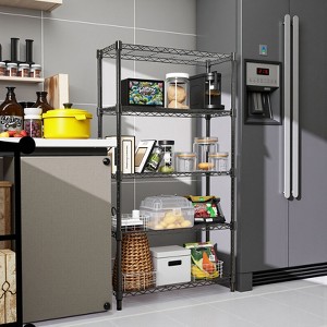 APRILSOUL  13.7" D x 23.6" W x 62.4" H 1250 lbs Steel Heavy Duty 5-Tier Utility Shelving Unit Steel Organizer Wire Rack in Chrome - 1 of 4