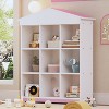 Vynxaria House-Shaped Storage Rack: 3-Layer Bookshelf with Nine Compartments in Colorblock Design for Kids' Rooms,White+Pink - 3 of 4