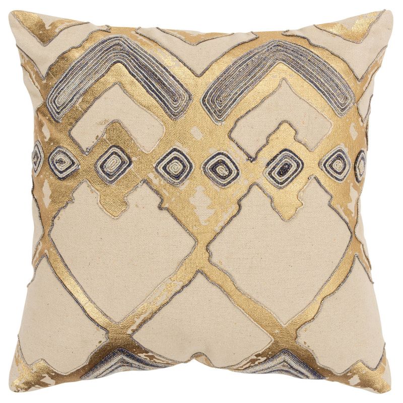Geometric Poly Filled Throw Pillow Gold - Rizzy Home, 1 of 7