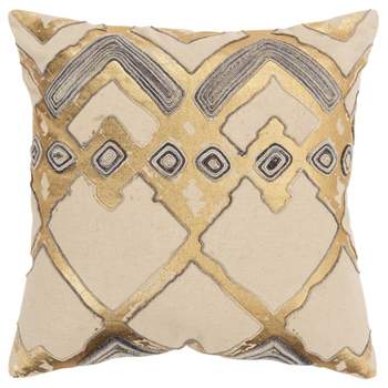 Geometric Poly Filled Throw Pillow Gold - Rizzy Home