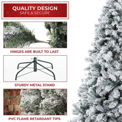 6ft Snow-Flocked Pine Artificial Christmas Tree with Metal Stand