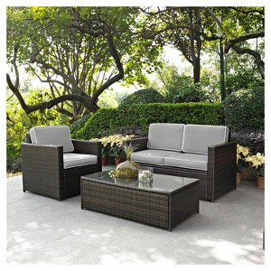 Palm Harbor 3pc All-Weather Wicker Patio Seating Set - Crosley - 1 of 4