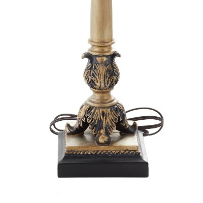 Elegant Blue Embroidered Buffet Lamp Set with Gold Accents