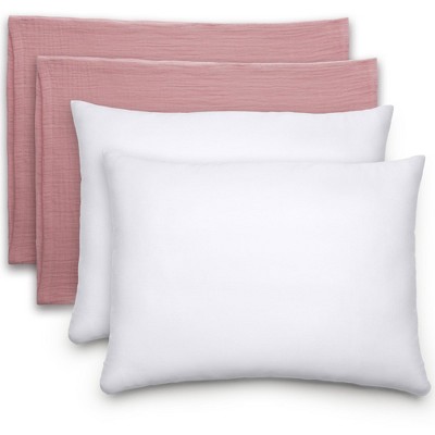 Toddler Pillow with Muslin Pillowcase, 13"x18", Kids Pillow for Sleeping by Comfy Cubs - 2 Pack