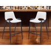 HomeRoots Set of Two 26" White and Black Faux Leather and Steel Low Back Counter Height Bar Chairs - 2 of 4